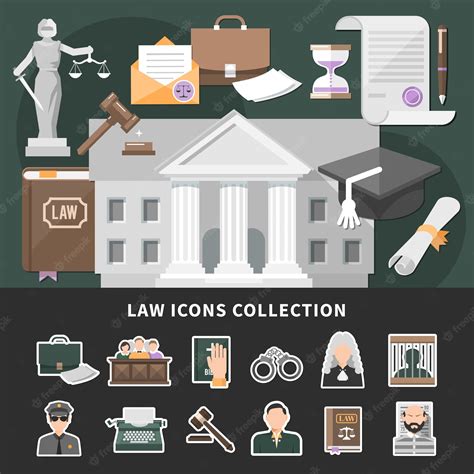 Free Vector | Law icons with set of isolated emoji style justice icons