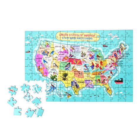 USA States Map Wooden Jigsaw Puzzle, United States America Illustrated ...