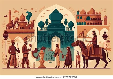 Background Illustration Indian Culture Symbols India Stock Vector ...