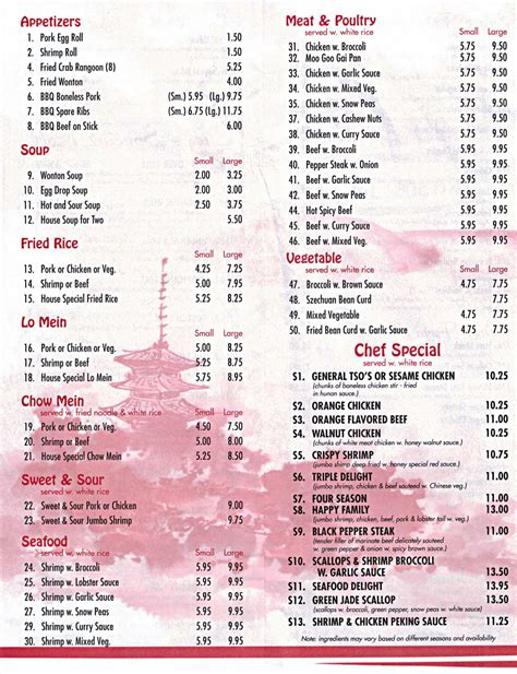 Menu at Rice restaurant, Dover