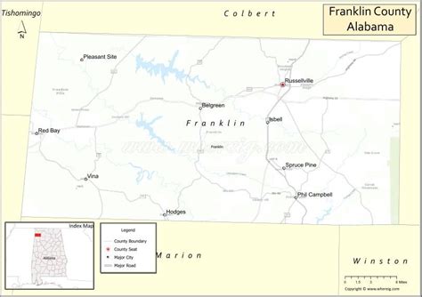 Map of Franklin County, Alabama - Where is Located, Cities, Population ...