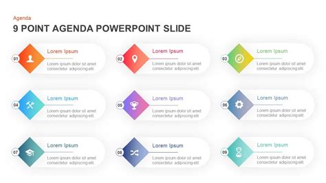 9 Point Agenda PowerPoint Template and Keynote Slide