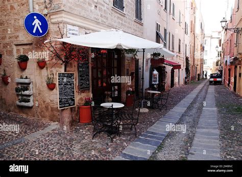 Alghero, Sardinia. Old town center Stock Photo - Alamy