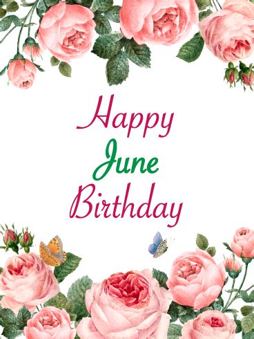 Happy June Birthday Card - Roses | Birthday & Greeting Cards by Davia ...