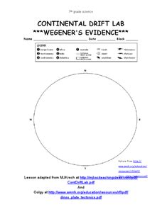 Continental Drift Lab-Wegener's Evidence Worksheet for 7th Grade ...