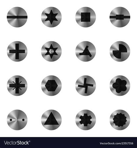 Screwdriver head types set Royalty Free Vector Image