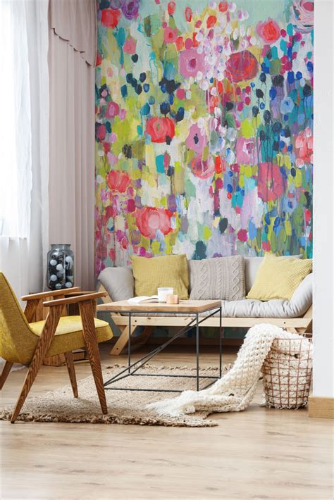 Floral Wallpaper | Living Room Decor | Floral Wallpaper Accent Wall ...