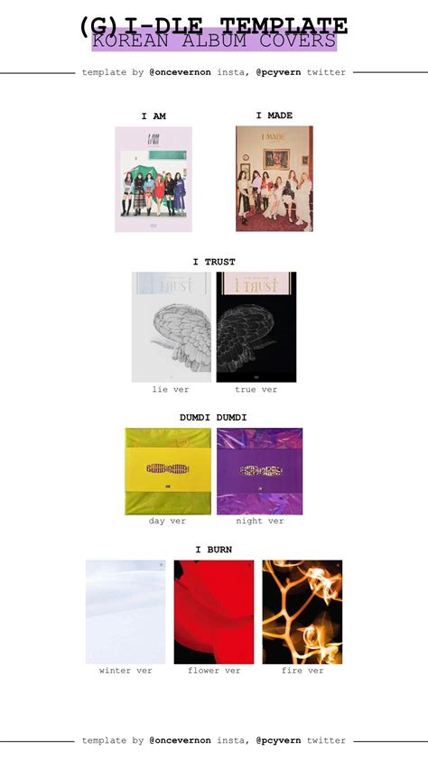 Albums (G)-Idle template in 2022 | Photo card template, Album, Templates