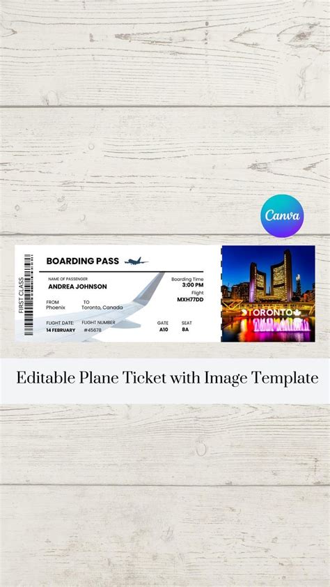 Editable Plane Ticket Template | Printable Plane Ticket with Image ...