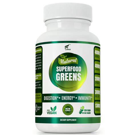 Organic Vegan Super Greens Capsules with Ashwagandha - Immune Support ...