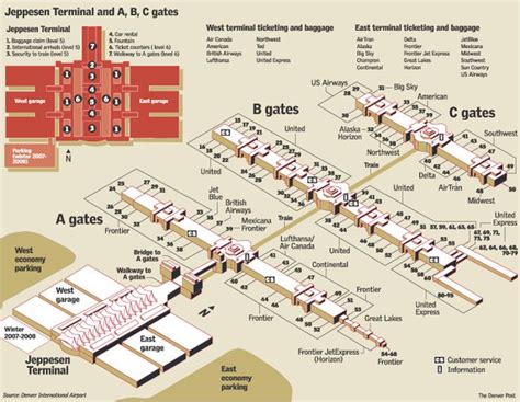 Airport map, Denver airport, Denver international airport