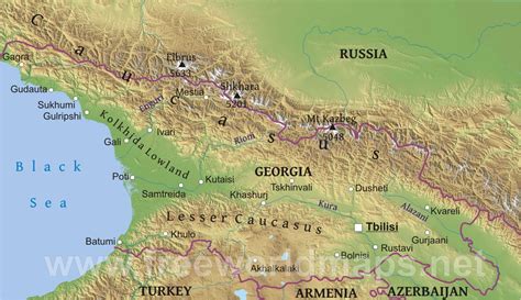 Caucasus Mountain Range On Map