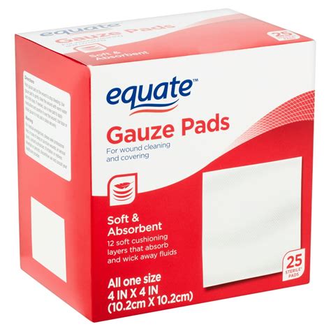 Equate Gauze Pads, Soft and Absorbent Pads, For Wound Cleaning or ...