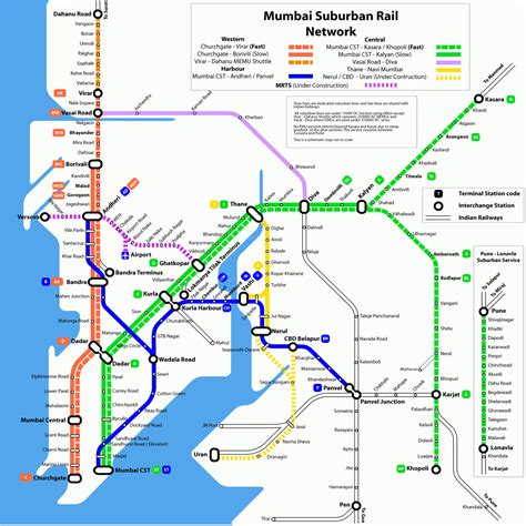 Mumbai Railway Network Map 2023 - Western Central and Harbour Routes