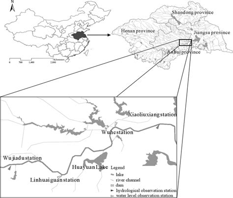 Study area and the river reaches of the Huai River in East China ...