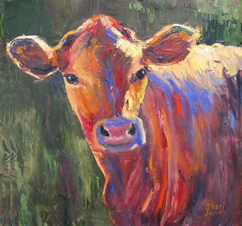 Painted Cow, Contemporary Cow Painting by Sheri Jones