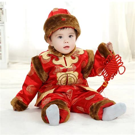 Long Sleeve Chinese Spring Festival Clothes New Year Costume Boys Girls ...