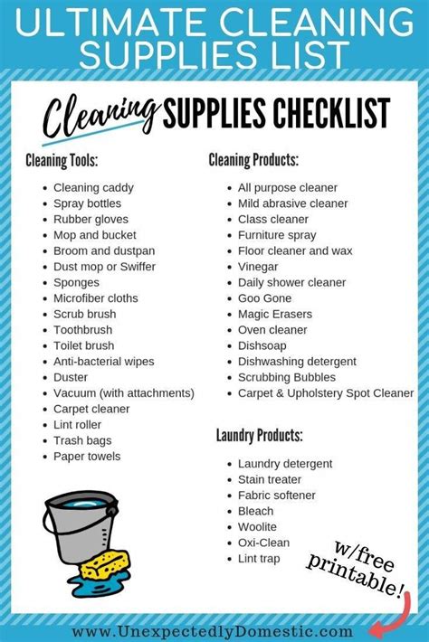 Use this cleaning supplies list printable to stock your home with the ...