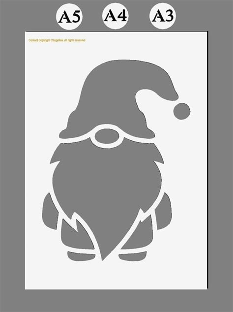 Gnome, Gonk, Christmas, Santa Claus, Mylar Stencils in A3/A4/A5 Sheet ...