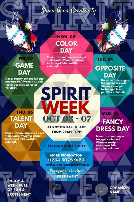 Spirit Week poster | School posters, School event flyer, Poster ...