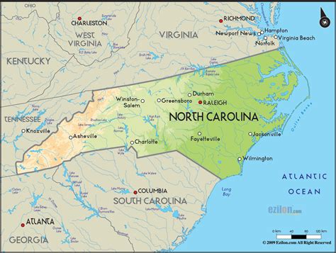 Physical Map Of north Carolina | secretmuseum