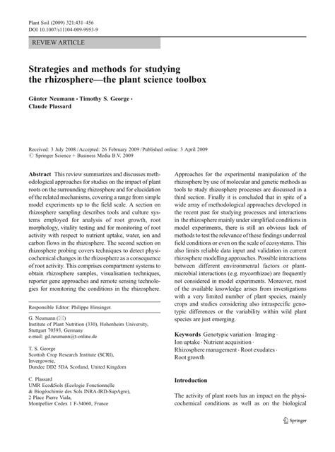 (PDF) Strategies and methods for studying the rhizosphere—The plant ...