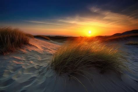 Premium AI Image | Sunset at the dune beach