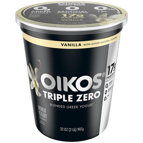 Oikos Triple Zero Vanilla Greek Yogurt, 32 Oz. - Walmart.com