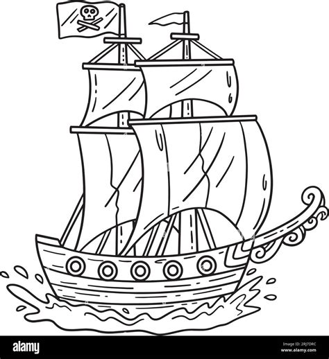 Pirate Ship Isolated Coloring Page for Kids Stock Vector Image & Art ...