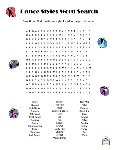 Dance Word Search Printable - Printable Templates