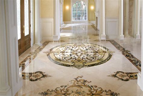 Custom Marble Floor Pattern Design Round Waterjet Medallion Tile ...