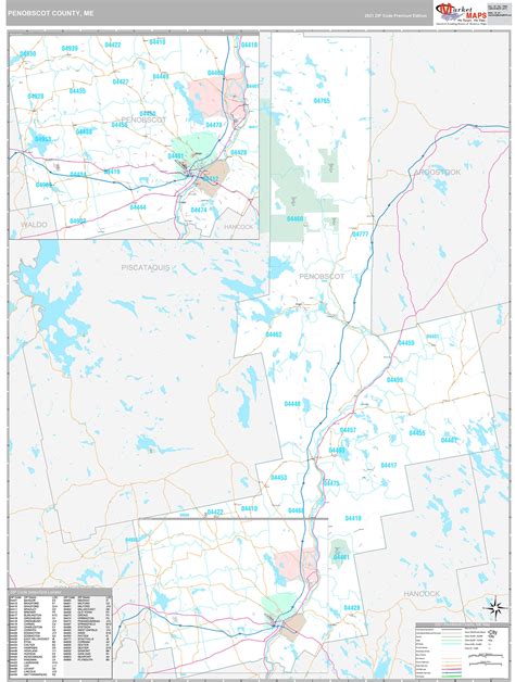 Penobscot County, ME Wall Map Premium Style by MarketMAPS - MapSales