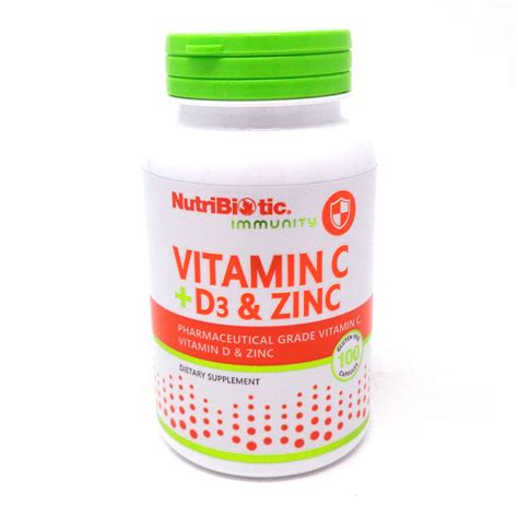 Nutribiotic Vitamin C + D3 & Zinc- 100 Capsules - Walmart.com