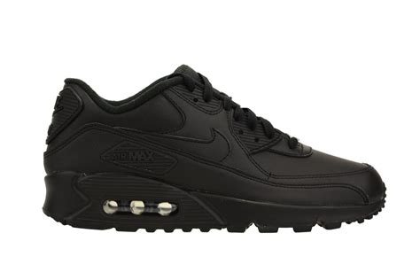 Nike 302519-001: Men's Air Max 90 Black/Black Leather Sneakers ...