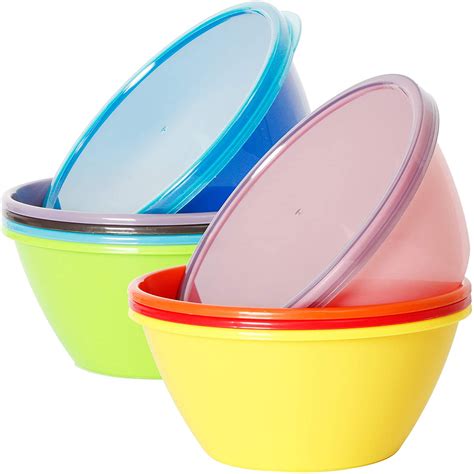 Youngever 22 Ounce Plastic Bowls with Lids, Cereal Bowls, Soup Bowls ...