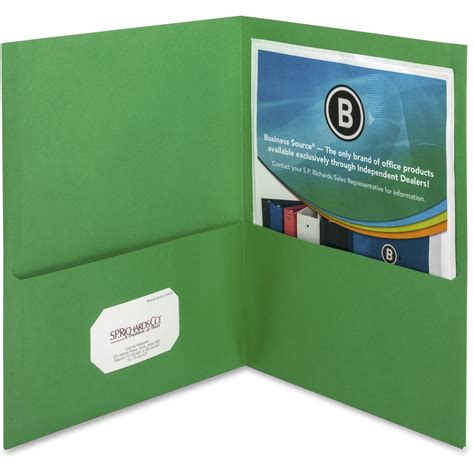 Business Source, BSN78493, Two-Pocket Folders, 25 / Box, Green ...