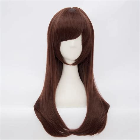 60cm Long Dark Brown Wavy Women Anime Party Cosplay Full Wig+Wig Cap ...