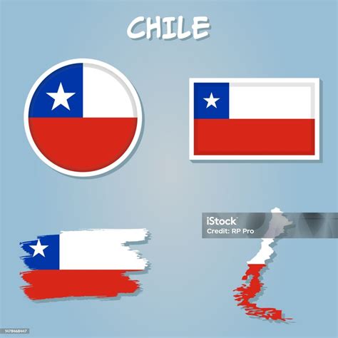 Chile Vector Set Detailed Country Shape With Region Borders Flags And ...