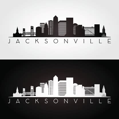 Jacksonville Usa Skyline And Landmarks Silhouette Stock Illustration ...