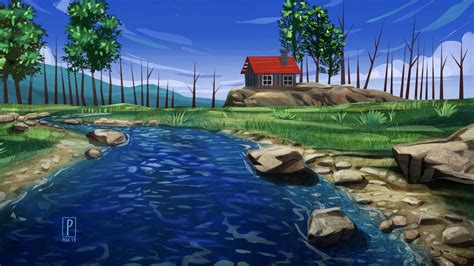 Wallpaper ID: 2847 / house, river, stones, art, 4k free download