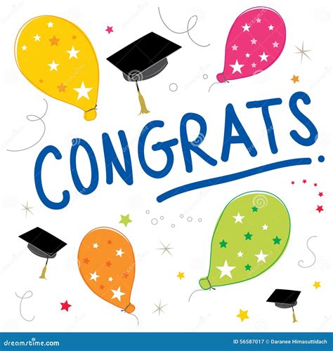 Congrats Text Balloon Color Graduate Vector Design Stock Vector - Image ...