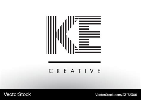 Ke k e black and white lines letter logo design Vector Image