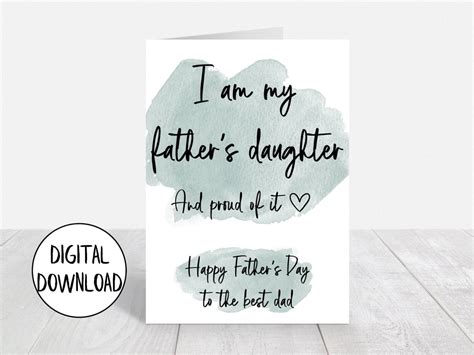 Printable Father's Day Card From Daughter Father Daughter - Etsy