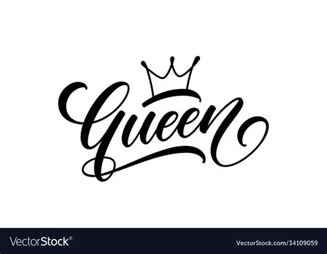 Queen text trendy lettering for print design Vector Image