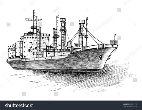 Cargo Ship Reefer Forwin Illustration Original Stock Illustration ...