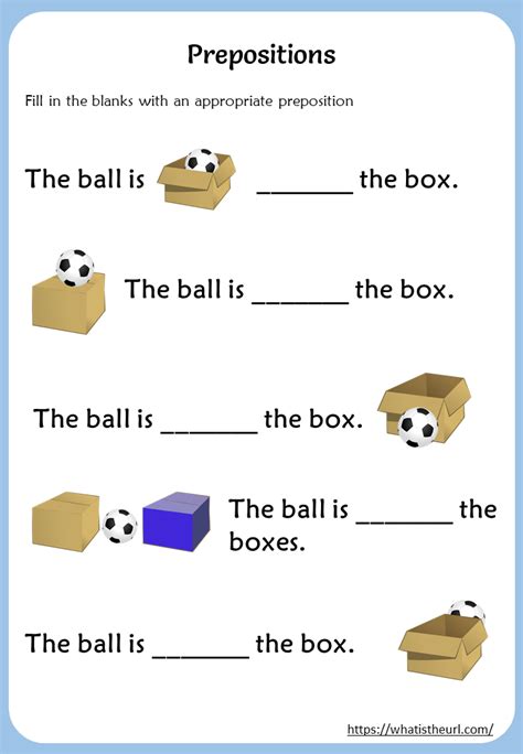 Preposition Fill In The Blanks Worksheets