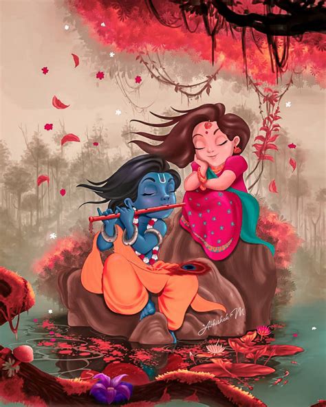 Radha Krishna Cartoon Wallpapers - Wallpaper Cave