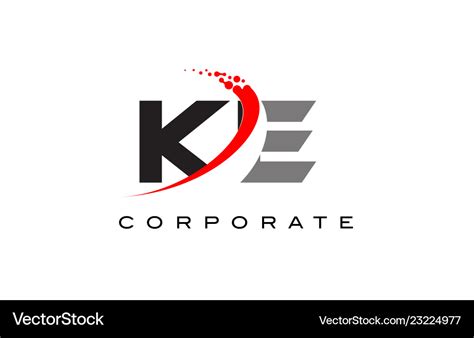 Ke modern letter logo design with swoosh Vector Image