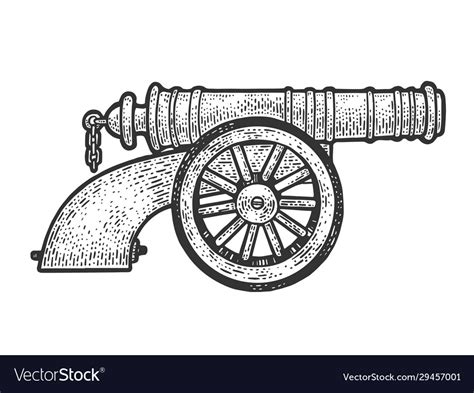 Vintage old cannon sketch Royalty Free Vector Image