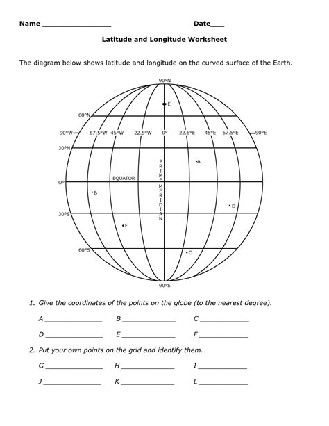 Lines Of Latitude And Longitude Worksheets